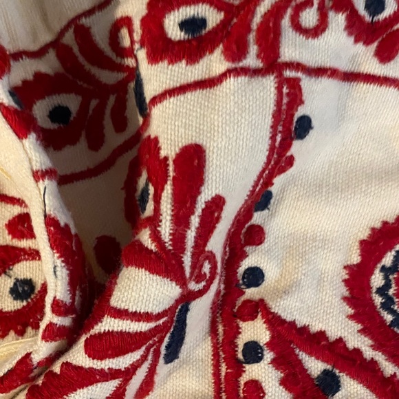 Zara Red and Cream Embroidered Pants - Picture 4 of 4